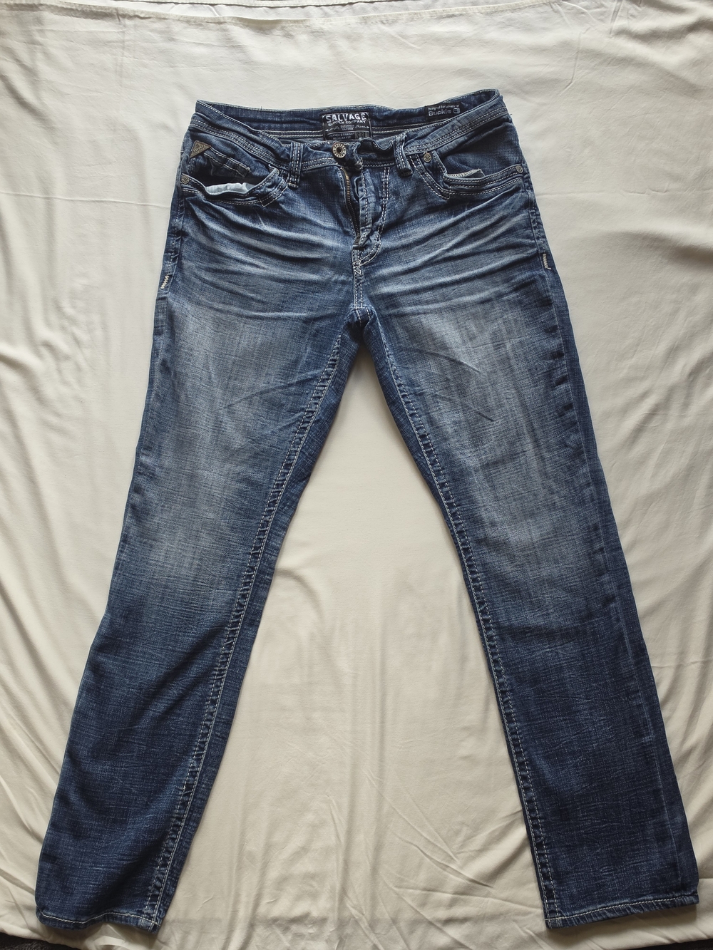 Salt Age Men's Straight Fit Washed Blue Jeans